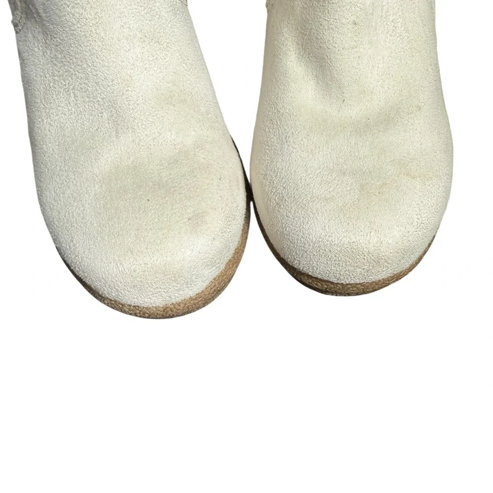 Decree White Cozy Knit Wedge Boots Faux Fur Trim Size 6 - Picture 3 of 8